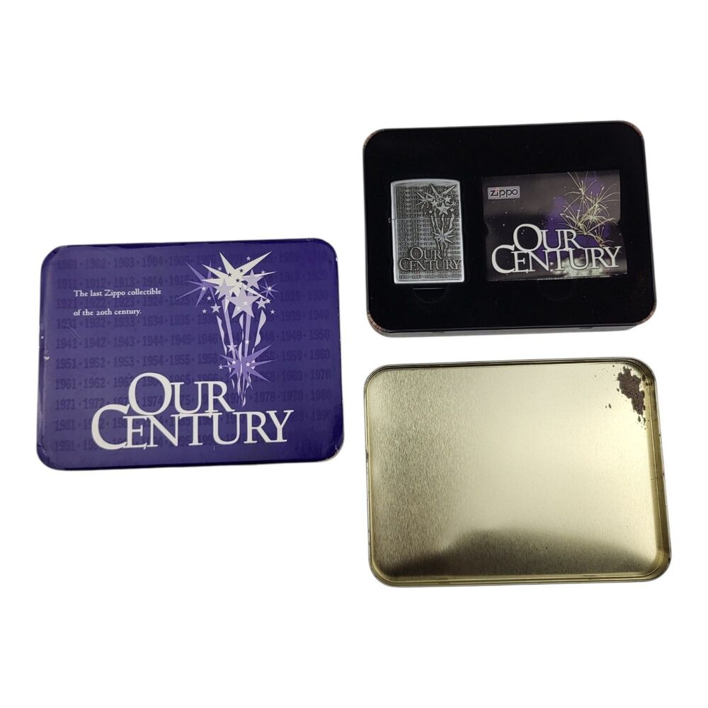 Zippo Our Century Millennium Collectible Lighter 1999 Satin Chrome Limited Ed